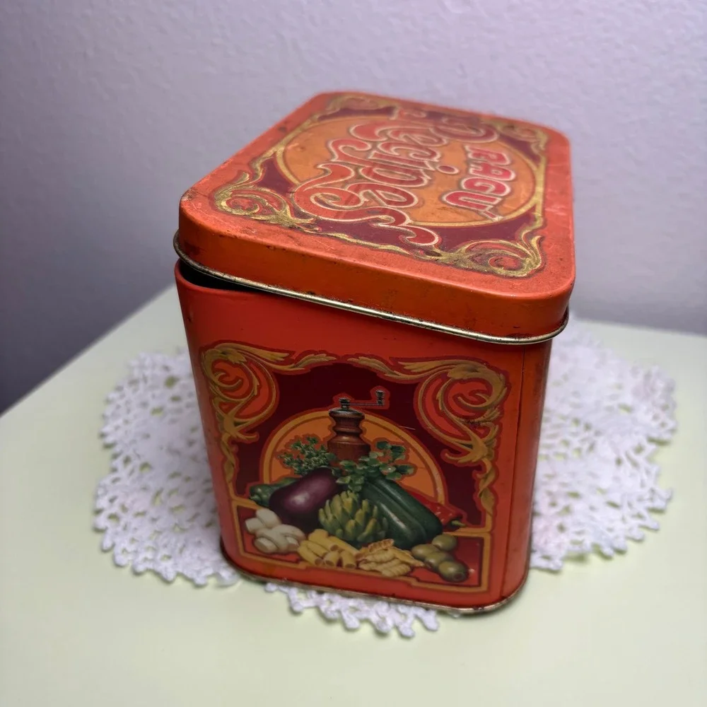 Vintage Ragu Orange Recipe Tin Kitchen Decor Metal Made in England
